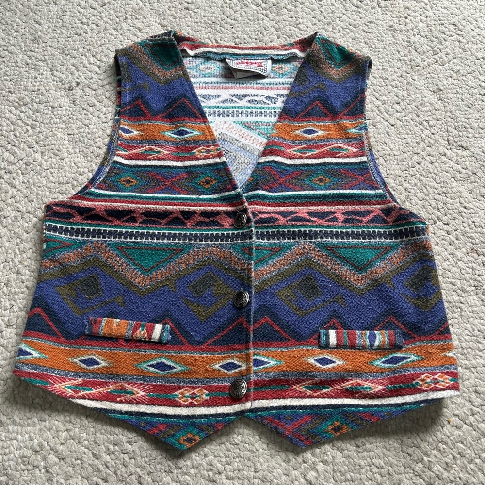 Vintage Bonkers In California Vest Navajo  Western Native American Women Size M